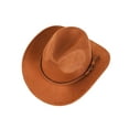 thumbnail image 2 of Deago Western Suede Cowboy Hat for Men Women Classic Roll Up Fedora Hat Cowgirl Cap with Buckle Belt (Khaki), 2 of 9