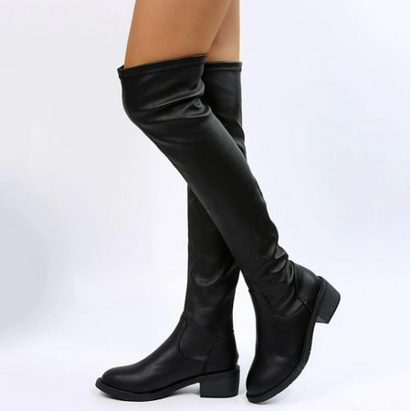 

Cathalem High Heeled Boots for Women Knee Length Heel Classic Boots For Ladies Over The Knee Women s Boot Socks Knee High Black 6.5