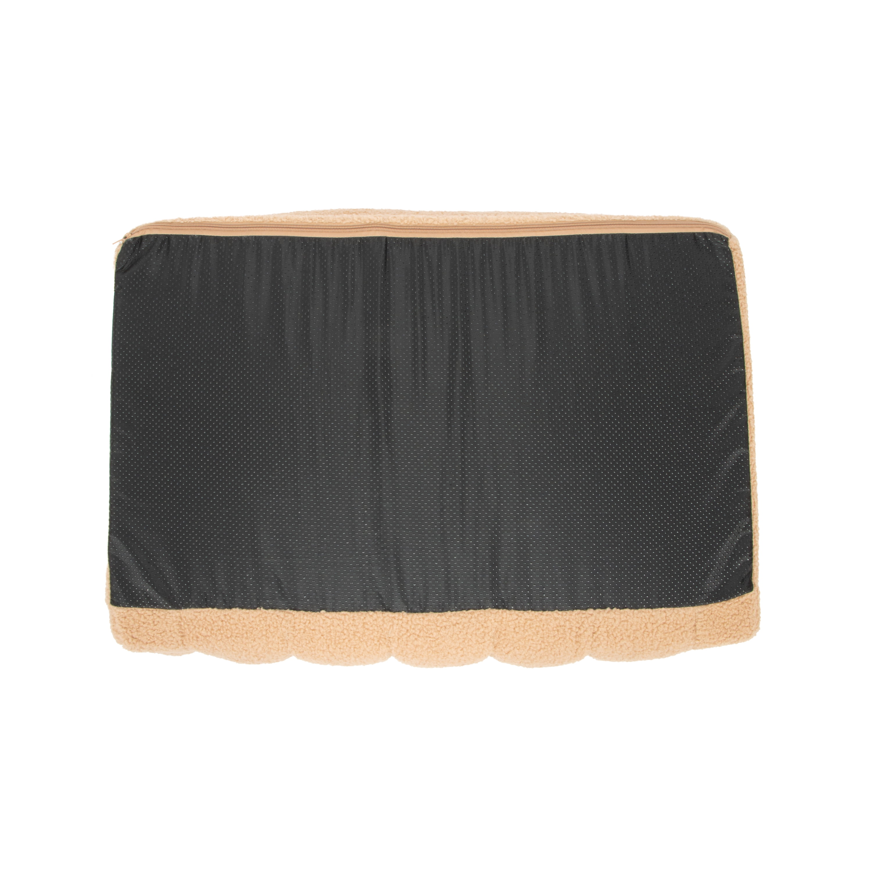 SportPet Designs Quilted Sherpa Sofa-Style Pet Bed Lounger, Brown, Medium, 30 in x 22 in x 7.5 in