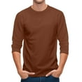thumbnail image 5 of Men's 3/4 Sleeve Baseball T Shirts Raglan Tops | Crew Neck,Casual,Moisture Wicking,High Stretch,Comfortable,Work,Workout,Gym,Athletic Tee Light Brown S, 5 of 7