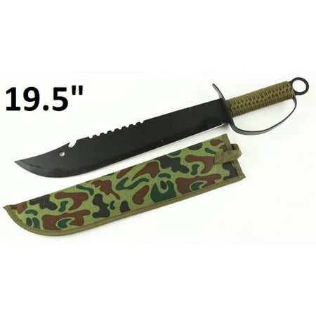 CrazyCoolBuys 19.5 Green Corded Handle Camo Machete Knife Jungle Tactical Camouflage