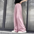 thumbnail image 2 of ZACPNCV Girls Wide Leg Pants Lightweight Casual Elastic High Waist Straight Leg Loose Trousers Pink 8-9 Years, 2 of 7