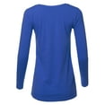thumbnail image 3 of A2Y Women's Basic Solid Soft Cotton Long Sleeve V-neck Top T-shirt Sapphire M, 3 of 3
