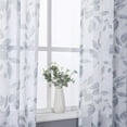 thumbnail image 6 of 2 Panels Sheer Curtains, Leaves Floral Faux Linen Textured Grommet Voile Curtain Drapes, 6 of 7