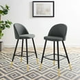 thumbnail image 2 of Bar Stool Chair Barstool, Set of 2, Fabric, Metal, Grey Gray, Modern Contemporary Urban Design, Bar Pub Cafe Bistro Hotel Restaurant Hospitality, 2 of 10