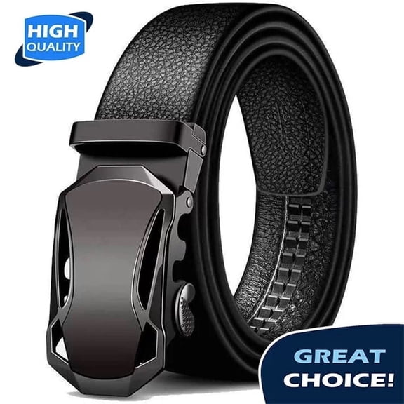 Q&Q ESSENTIALS Mens Ratchet Belt Premium Microfiber Leather Adjustable with Unique Slide Belt Buckle Black