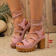 thumbnail image 4 of Samdudou Women's Sandals Open Toe Gladiator Lace Up Chunky Heel Ankle Wrap Rivet Studded Evening Party Summer Dating Vacation Dressy Ladies Fashion Footwear Outdoor Walking Essential Trendy, 4 of 9