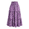 thumbnail image 1 of Women's Floral Tiered Ruffle Maxi Skirts Boho A Line Flared High Waist Vintage Flowy Long Skirt with Drawstring, 1 of 5