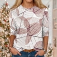 thumbnail image 2 of UoCefik Oversized Tshirts Shirts for Women Elbow 3/4 Length Sleeve Floral Womens Work Shirts or Blouses Half Sleeve V Neck Plus Size Dress Blouses Womens Dress Tops for Older Women Pink 3XL, 2 of 5