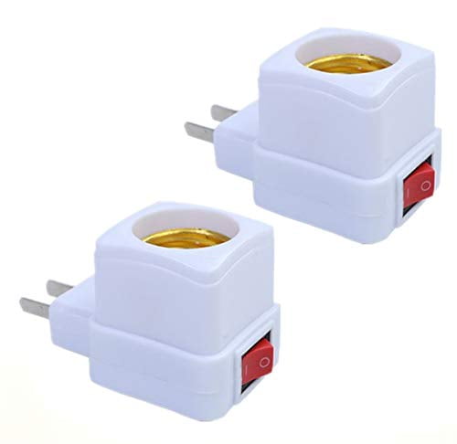 Screw Base Light Bulb Socket Adaptor Converter 110V Ac Plug Outlets Black 2 Pack 