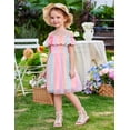 thumbnail image 3 of Oudiya Toddler Girl Tulle Dress Off Shoulder Sequin Summer Dresses Flutter Formal Birthday Party Princess Dress for Kids 1-6Y, 3 of 5