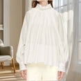 thumbnail image 4 of SwiftWear Womens Silk Blouses Dressy Casual Soft & Flowy ​Elegant Satin Mock Neck Long Sleeve Top Holiday Trendy White, 4 of 7