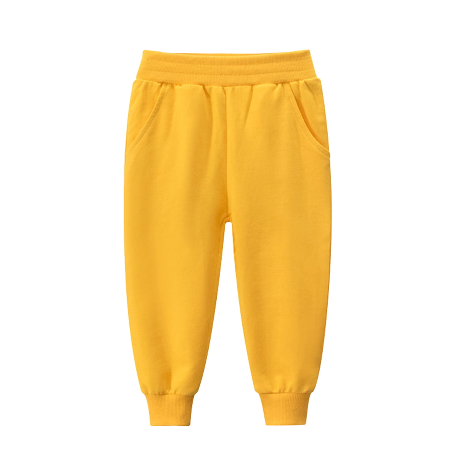 YWDJ 2022 Toddler Sweatpants 18M-7T Winter Toddler Baby Boys Girls Solid  Loose Trousers Pants Sport Pants Yellow 140 