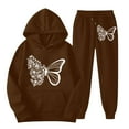 thumbnail image 2 of HSHMT Women Casual 2 Piece Women's 2 Piece Outfits Butterfly Print Hoodies Pullover Sweatshirt Sweatsuits Joggers Pants With Pockets, 2 of 5