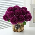 thumbnail image 2 of 8Pcs Artificial Chrysanthemums Flowers Ball Flowers, Fake Mums Flowers Silk Fall Flowers for Autumn Home Decor Indoor Floral Arrangement Table Centerpiece,11.2X3.5inch, 2 of 7