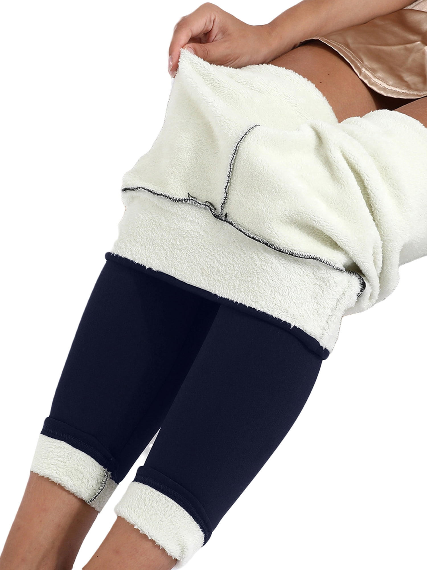 Canrulo Women's Fleece Lined Leggings Thermal Warm High Waist Slim