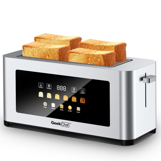 Tostadora Geek Chef de 4 rebanadas con pantalla táctil y ranuras de 3,8 cm