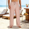 thumbnail image 2 of hotojiny Men's Striped Pants Casual Linen Pants Comfortable Elastic Waist Summer Trousers Loose Fit Lightweight Beach Clothes, 2 of 6