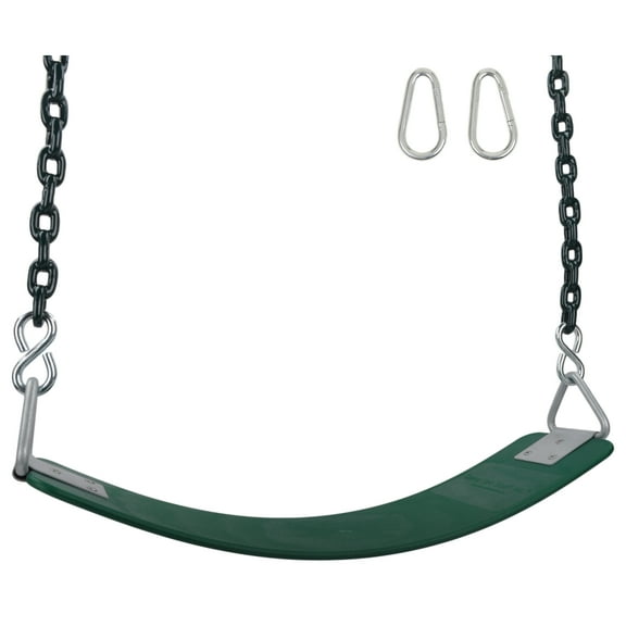 Swing Set Stuff Inc. Commercial Polymer Belt Seat with 5.5 Ft. Coated Chain (Green)
