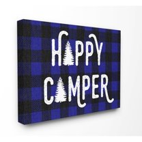 Stupell Happy Camper Buffalo Plaid Canvas Wall Art 30 x 40