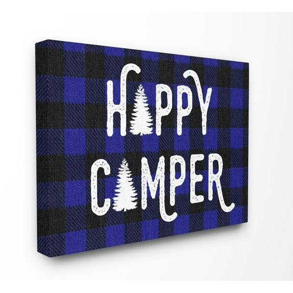 Stupell Happy Camper Buffalo Plaid Canvas Wall Art 30 x 40