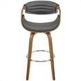 thumbnail image 3 of Home Square 30" Bar Stool in Gray Faux Leather and Walnut Wood - Set of 2, 3 of 9