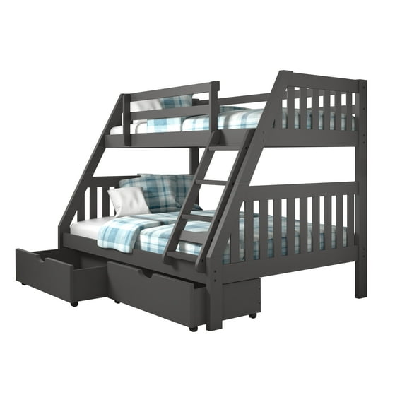 Donco Kids Contempo Mission Full White Bed with Dual Underbed Drawers