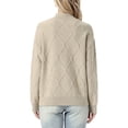 thumbnail image 4 of INSPIRE CHIC Women's Cardigan Sweater Mock Neck Long Sleeve Argyle Cable Button Front Knit Coat Apricot S, 4 of 7