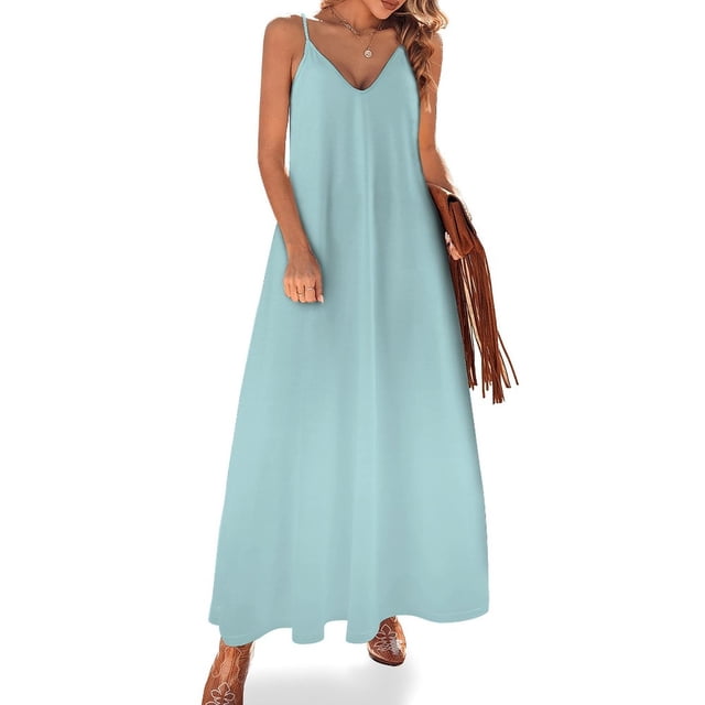 Vestido sin mangas azul aguamarina con huevo de petirrojo vestidos verano mujer 2024 vestidos de verano vestidos elegantes