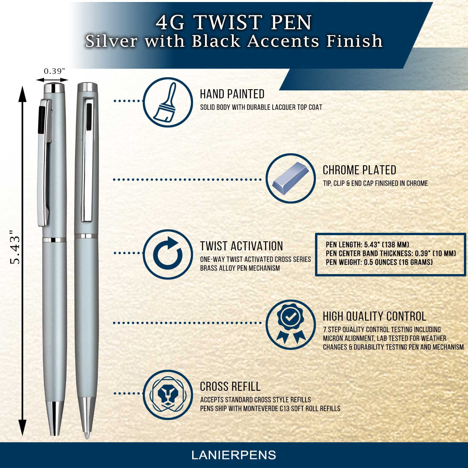 4G Ball Pen - Silver with Black Accents with Single Gift Box Maple