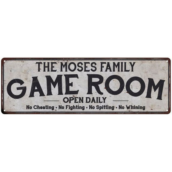 THE MOSES FAMILY Gift Game Room Country Metal 6x18 Sign 206180042336