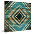 thumbnail image 2 of Marmont Hill - "Blue Square Rings" Painting Print on Natural Pine Wood, 2 of 5