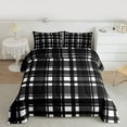 thumbnail image 2 of Homewish Vintage Grid Pattern Full Size Comforter Sets,Geometric Checkered Plaid Bedding Comforter Set,White Black Bedding Sets For Girls Boys,Luxury Bedroom Decor Reversible,3pcs, 2 of 8