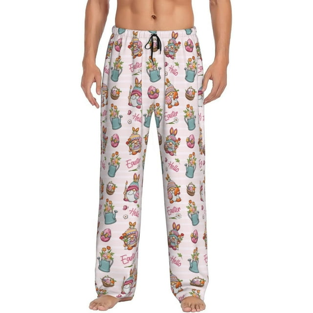 Balery Hello Easter Pantalones de pijama para hombre, pijama ultraligero, pantalón de descanso-X-Large