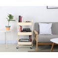 thumbnail image 4 of 3-Tier Metal Mesh Utility Rolling Cart Storage Organization Cart with Wheels, Beige, 4 of 8