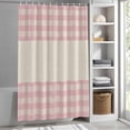 thumbnail image 6 of Shower Curtains for Bathroom-36"x72",Retro Linen Pink Buffalo Plaid Waterproof Bath Curtain Grommet Shower Curtain Set with Hooks, 6 of 9