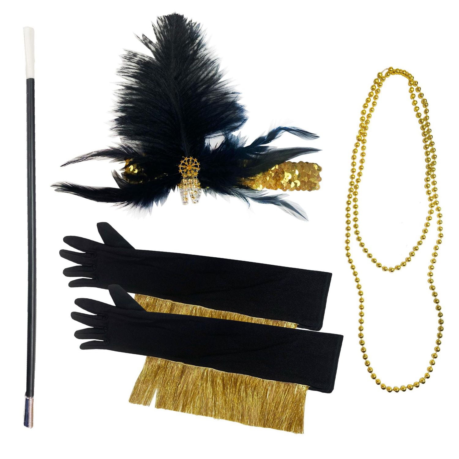Way to Celebrate! Halloween Dress up Adult Flapper Kit, Gold