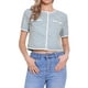 thumbnail image 1 of CHAQUETA DE PUNTO DE TWEED PARA MUJER INSPIRE CHIC, MANGAS CORTAS, CUELLO REDONDO, CORTA, AZUL S, 1 of 6