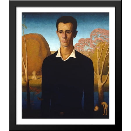Arnold Comes of Age 28x34 Large Black Wood Framed Print Art by Grant Wood