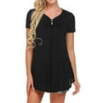 thumbnail image 4 of Sonducket Amart - Camiseta de mujer de manga corta con cuello en V y blusa holgada plisada Prendas para la parte del cuerpo negro L, 4 of 7