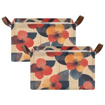 Yayeee Foldable Storage Basket for Shelves with Handles Set of 2 Waterproof Cloth Bins, Flowers Pattern