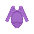 thumbnail image 3 of YUUMIN Girls Fleece Lined Bodysuit Long Sleeve Ballet Leotard Kids Dance Undergarment Thermal Purple 140, 3 of 7