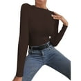 thumbnail image 2 of Baqcunre Sweaters For Women Women's Autumn And Winter Solid Color Half High Neck Pullover Long Sleeve Knitted Sweater Top Crop Tops Womens Tops Coffee M, 2 of 3