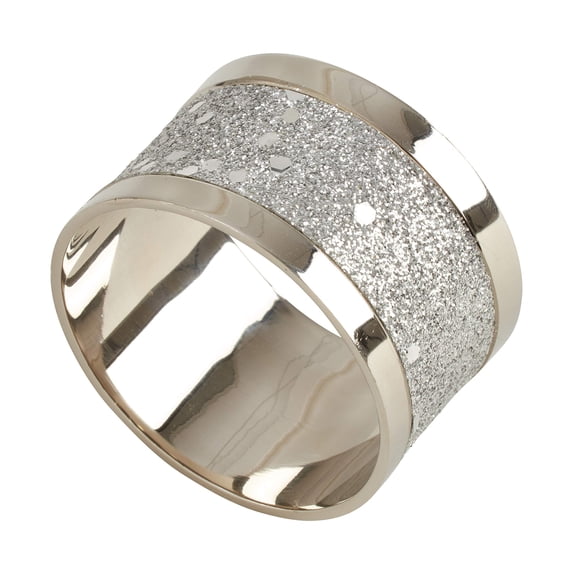 Saro Lifestyle Juego De Servilleteros Con Diseño Brillante De 4 Piezas En Plata