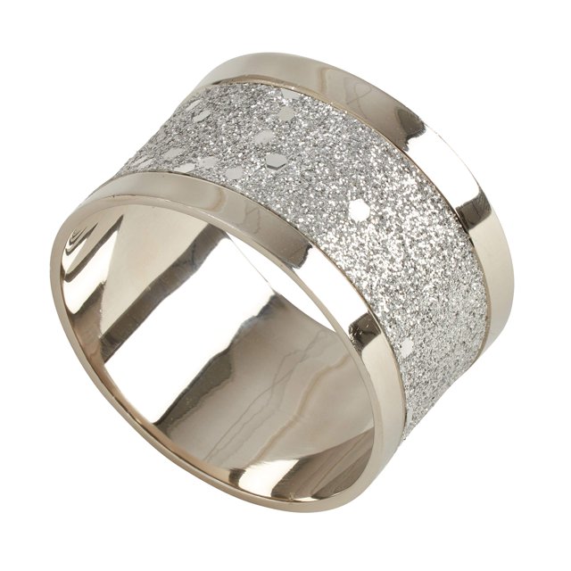 Saro Lifestyle Juego De Servilleteros Con Diseño Brillante De 4 Piezas En Plata