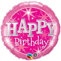 18 inch Birthday Pink Sparkle Qualatex Foil Mylar Balloon - Party Supplies Decorations
