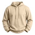 thumbnail image 4 of Hoodie for Men Pullover Fleece Sweatshirt with Pockets Long Sleeve Casual Athletic Top, Khaki-S, 4 of 9