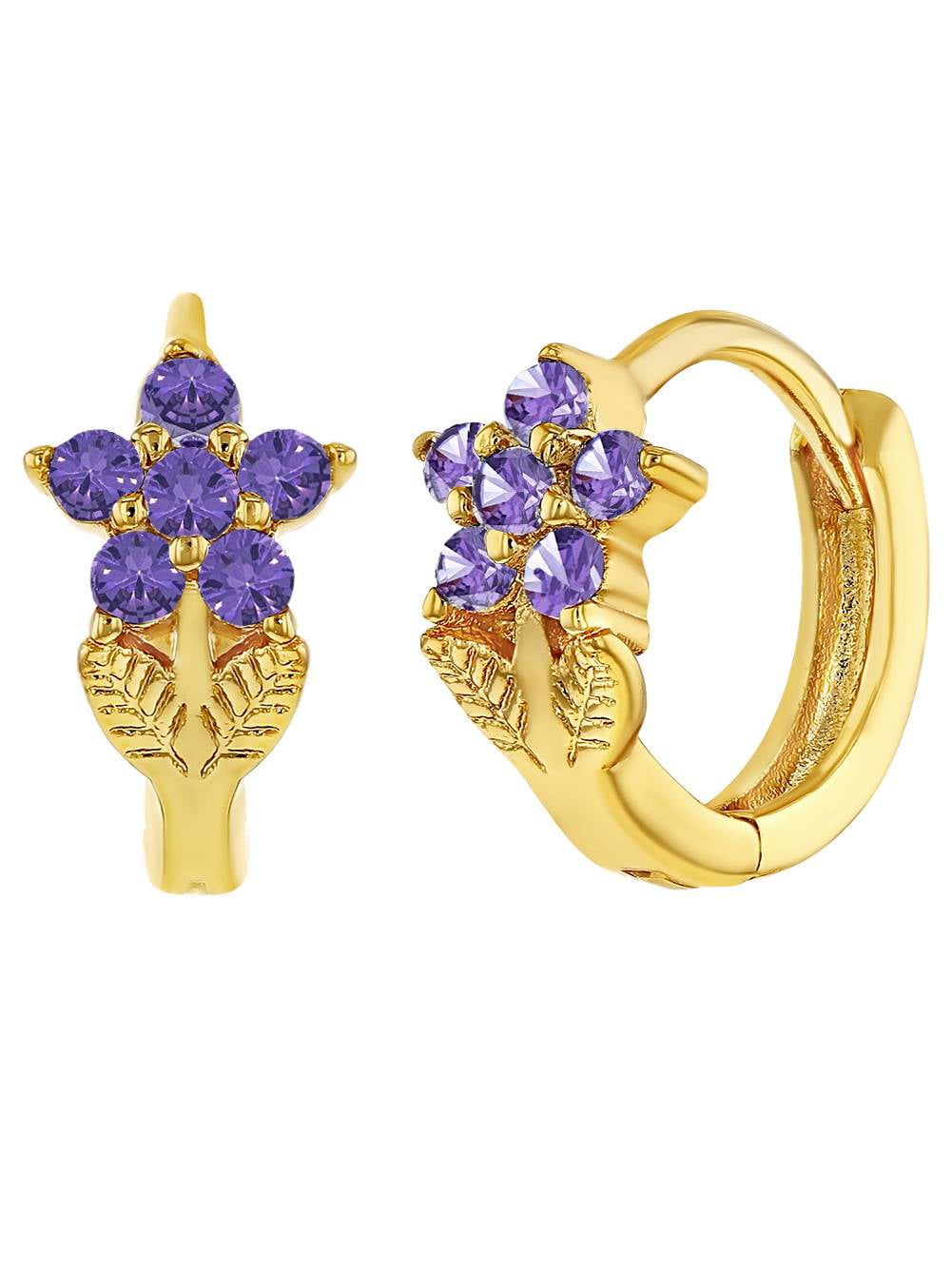 10mm Choose Size 2mm Round Purple Lavender CZ 10K Yellow Gold Stud Earrings