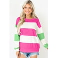 thumbnail image 4 of Plusashion Vibrant Red Striped Drop Shoulder Top - Fashionable Long Sleeve Tee, 4 of 8