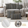 thumbnail image 6 of Orange Navy Blue Outdoor Waterproof Pillow Covers, Modern Abstract Vertical Striped Decorative Rectangle Throw Pillowcase Sofa Cushion Sham for Patio/Couch/Chair, 20"x12" 2 Pack, 6 of 8